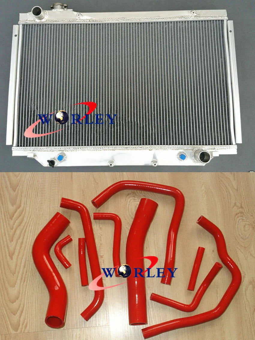 Aluminum Radiator + Blue Hose for Toyota Land Cruiser 80 Series (1990-1998)