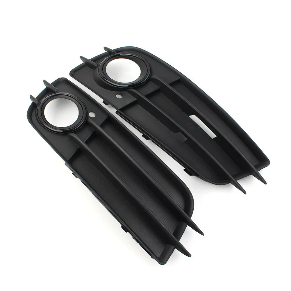 Black Front Bumper Fog Light Grille Covers for Audi A4 B8 S4 (2008-2012)