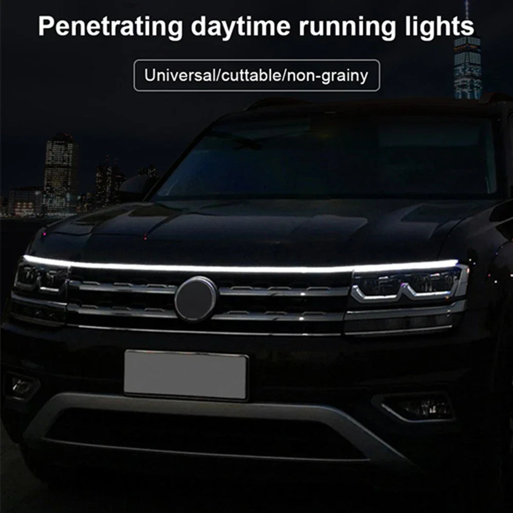 120cm LED Daytime Running Light Strip for Car Hood Waterproof Flexible Lamp