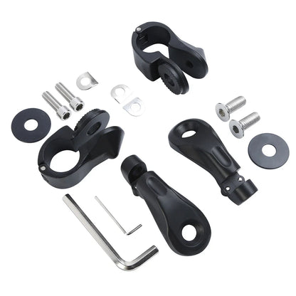 Matte Black 1-1/4" Highway Short Angled Foot Peg Mounts for Harley