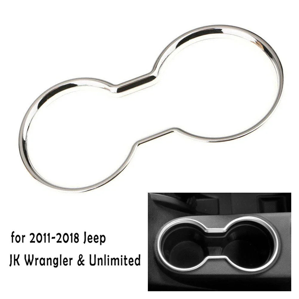 Cup Holder Cover Trim Silver Water Center Chrome Console for Jeep JK (2007–2018)