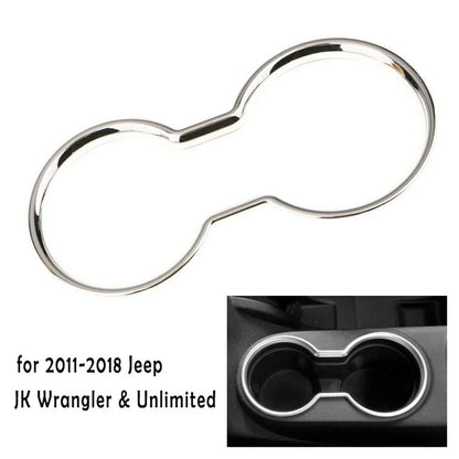Cup Holder Cover Trim Silver Water Center Chrome Console for Jeep JK (2007–2018)