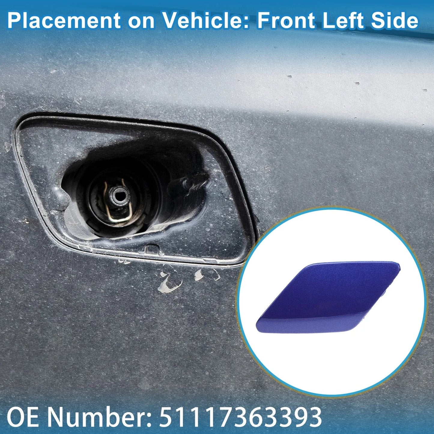 Front Left Washer Nozzle Cover Cap for BMW 428i (2014 - 2016) Dark Blue