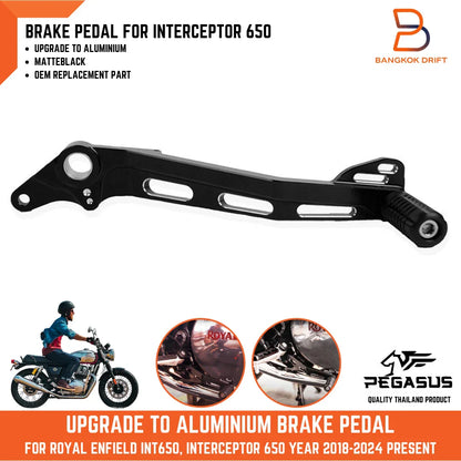 Black Aluminium Brake Pedal Upgrade for Royal Enfield Interceptor 650 (2018-2023)