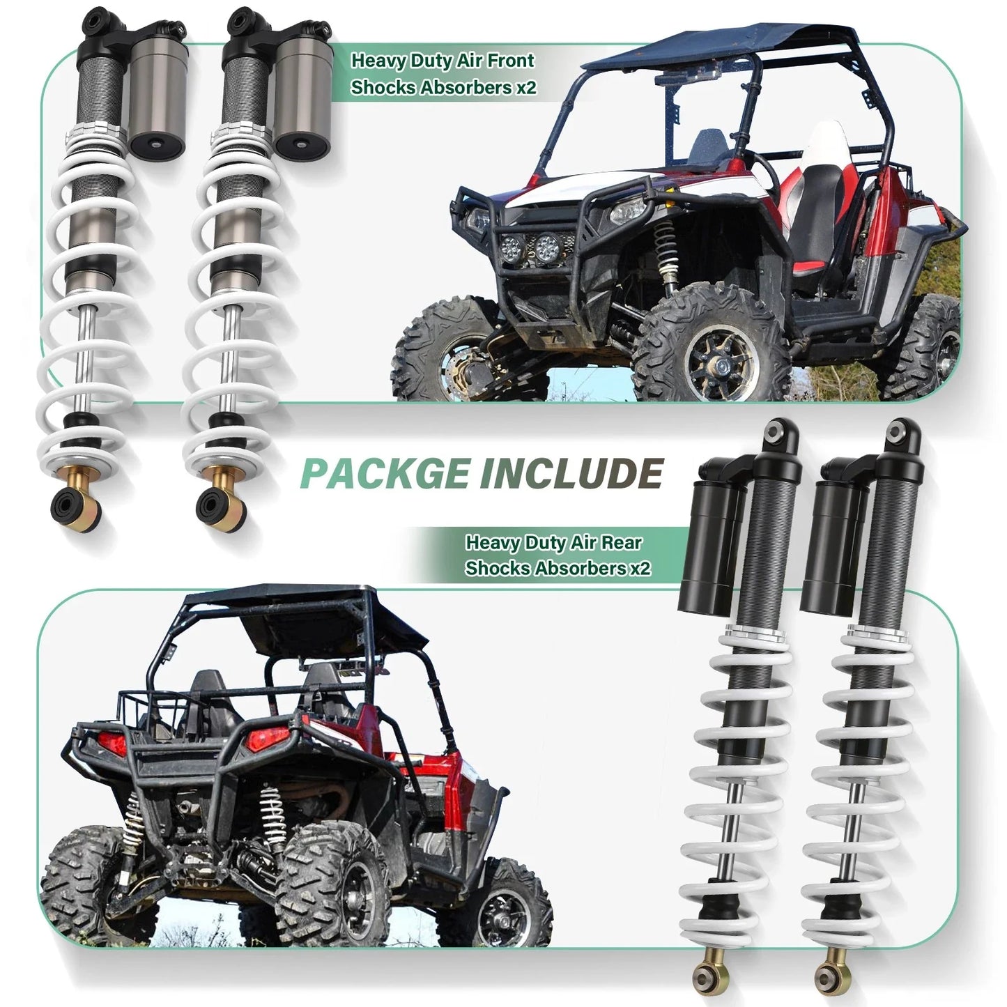 Air Shocks Absorbers Front/Rear 2 x Polaris RZR S 800 EFI (2009–2012)