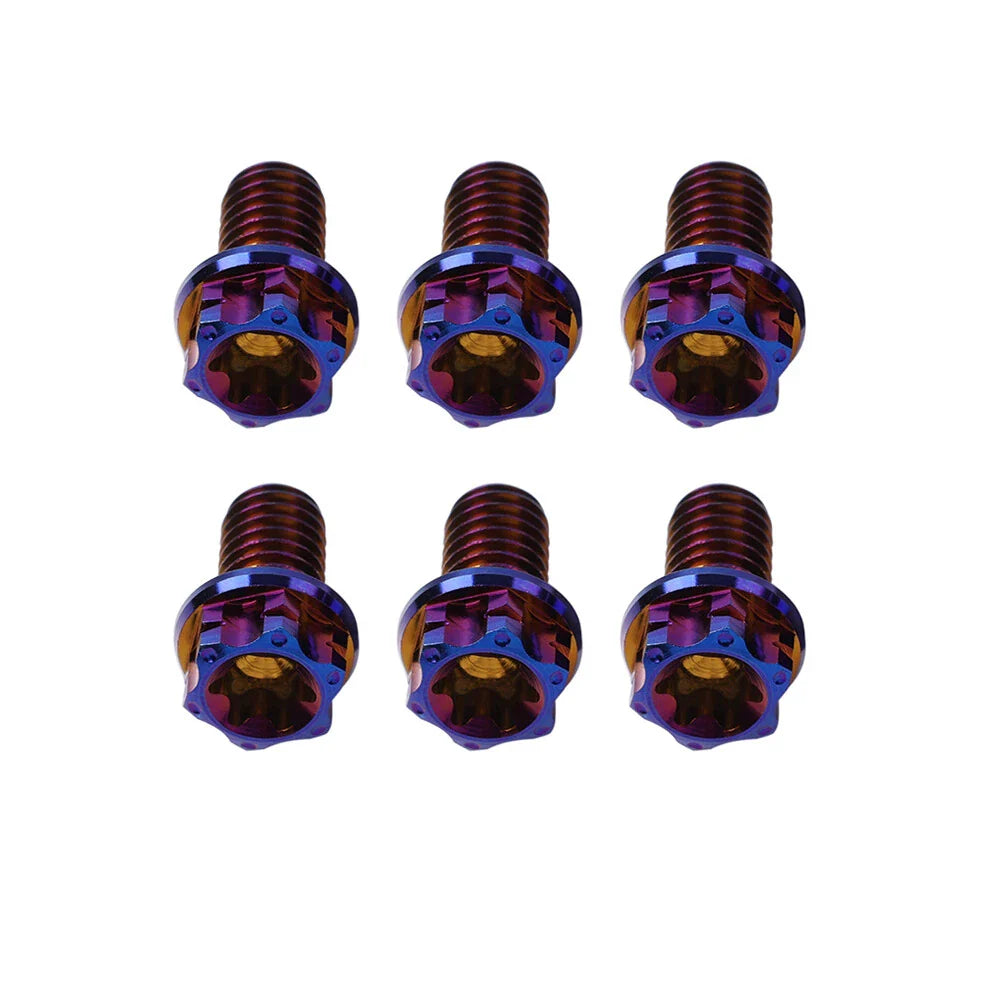 6pcs M6x25mm Titanium Torx Head Flange Screws for Motorcycle Bicycle