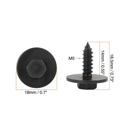10pcs Black Hex Head Metal Screws with Washer for BMW E46 E60 E90
