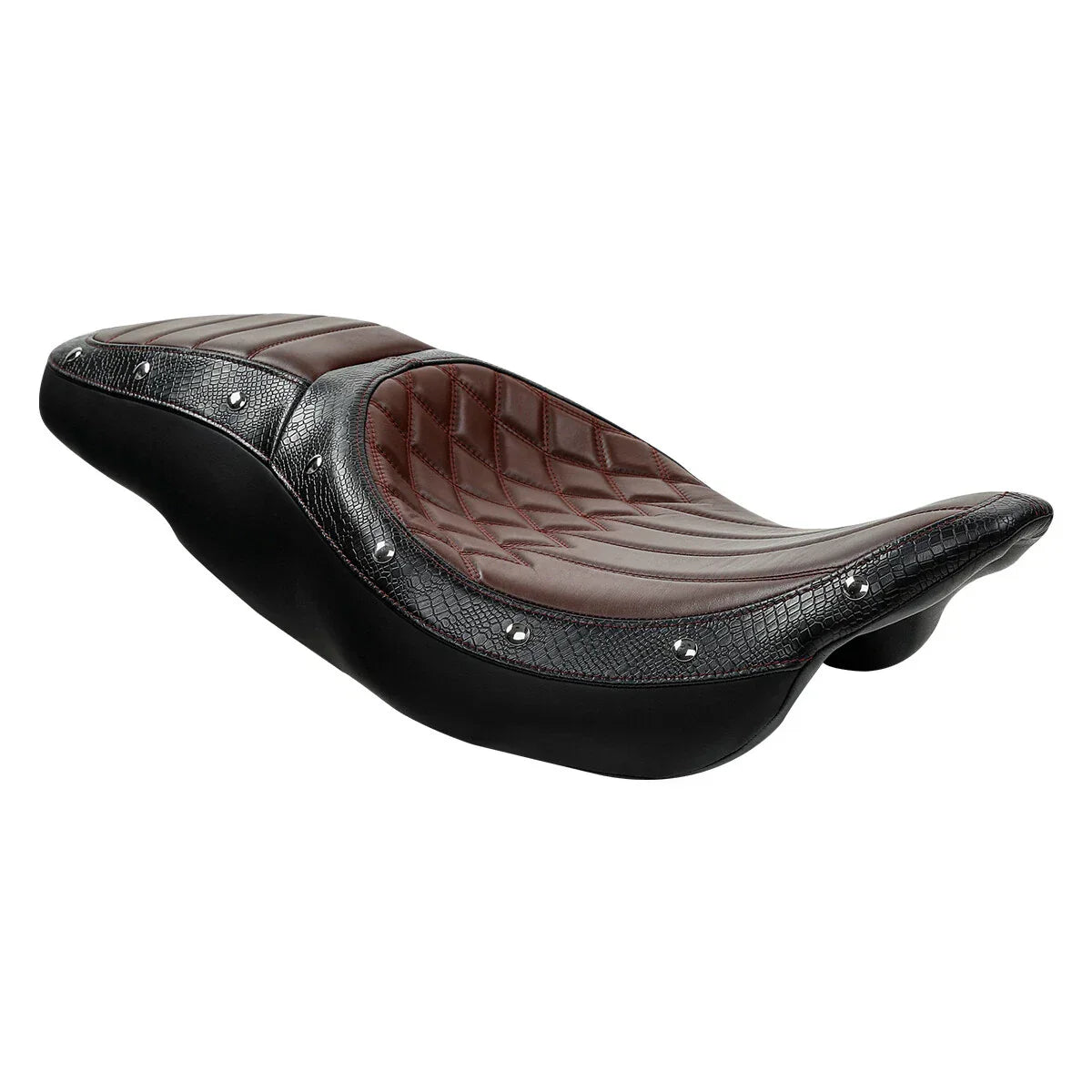 Brown Black Driver & Passenger Seat Backrest Pad for Harley Touring (2009-2023)
