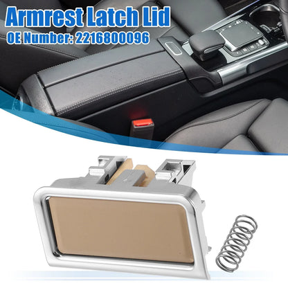 Armrest Latch Lid for Mercedes-Benz - Plastic Beige Silver Tone ()
