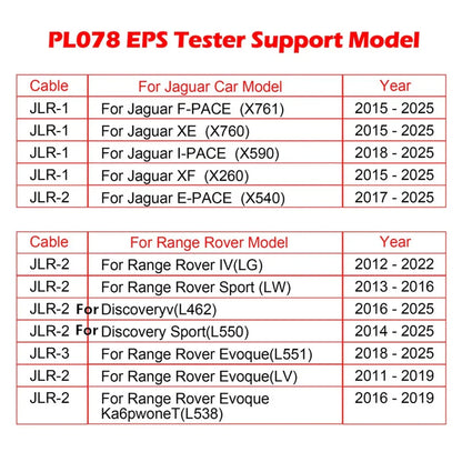 EPS Tester for Land Rover Steering Wheel Motor Detector (No Year Specified)
