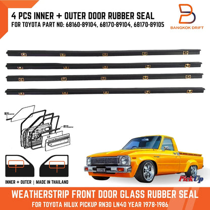 Inner Outer Weatherstrip Door Seal for Toyota Hilux Ute (78-86)