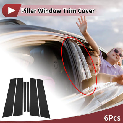 6 x Car Door Pillar Window Trims for Mercedes-Benz C-Class (2015-2018) Black