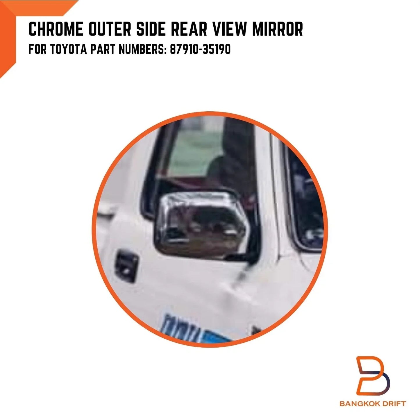 RH Chrome Door Wing Mirror for Toyota Hilux Ute LN106 LN85 RN105 Surf (1988-1997)