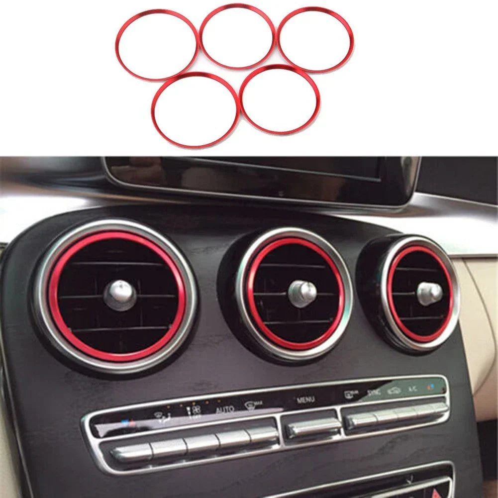 Aluminum Air Vent Outlet Cover Ring Trim / 5PCS / for Mercedes A/B/GLA/CLA Class