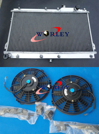 Aluminum Radiator + Fans for Mazda Miata MX-5 MX5 NA 1990-1997