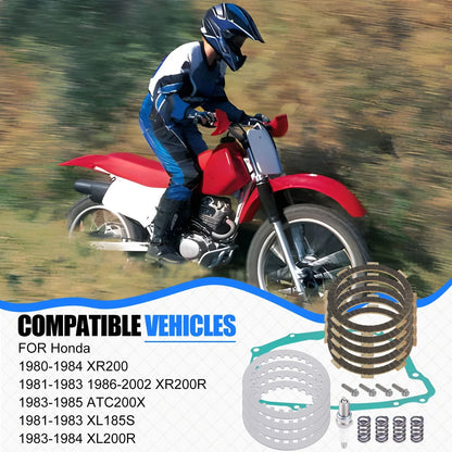 Clutch Friction Steel Plates Kit w/ Gasket for Honda XR200R (1981–2002)