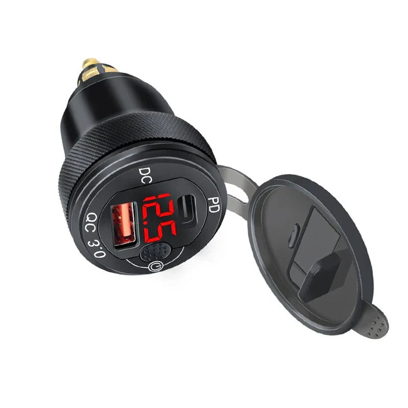 Type-C Dual USB Charger with Voltmeter for BMW Motorrad (2013-2023)