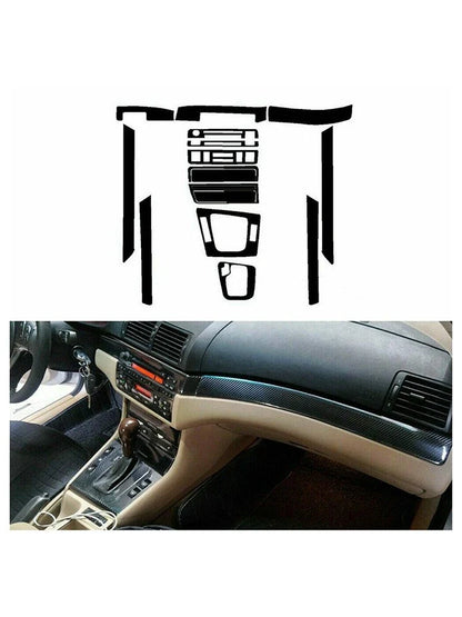 3D Carbon Fiber Interior Dash Wrap Trim Stickers for 3 Series E46 (1998–2005)