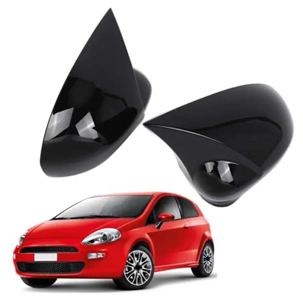 Mirror Cover Set Glossy Black for Fiat 500 / Grande Punto (2007–2010)