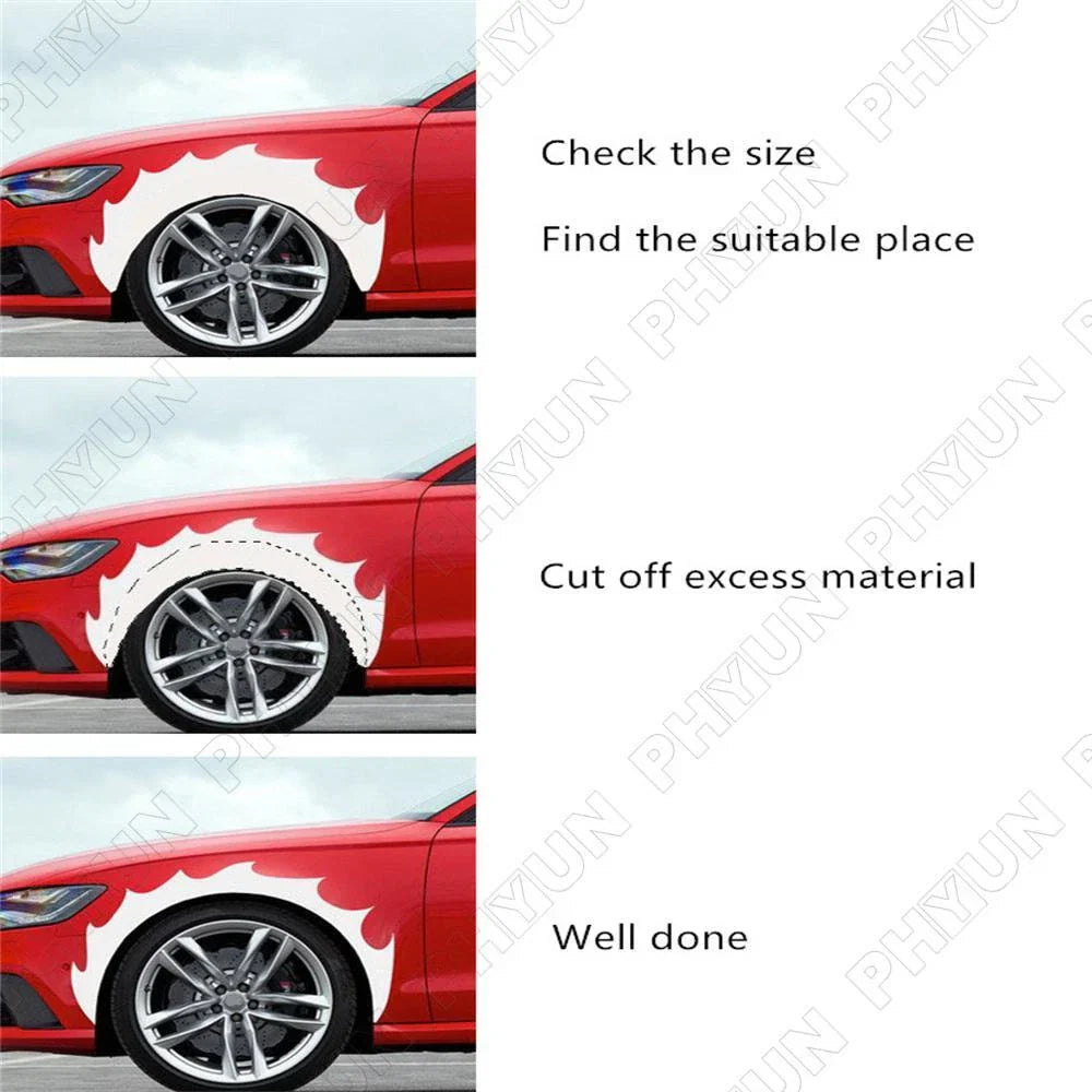 4 Pcs Black Flame Fender Stickers Decal for Car (No Year Specified)