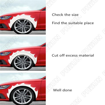 4 Pcs Black Flame Fender Stickers Decal for Car (No Year Specified)