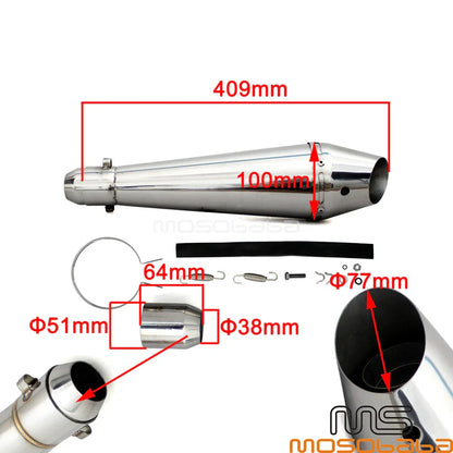 38-51mm GP Muffler Exhaust w/DB Killer for Honda Suzuki 125cc-1000cc