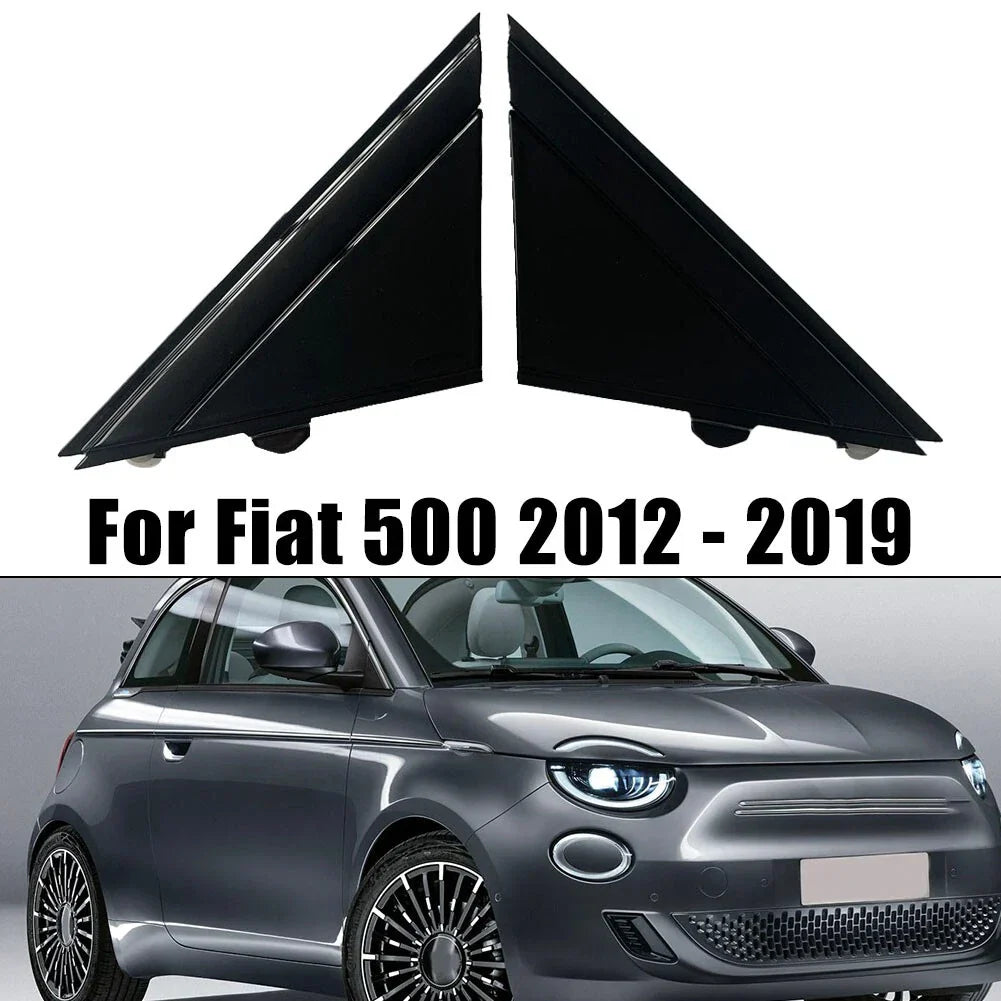 Bright black mirror triangle trim plate for Fiat 500 (2007–2023)