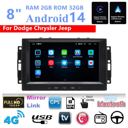 8'' Car Stereo GPS Navigation for Dodge Caliber, Ram, Chrysler, Jeep (2007-2012)