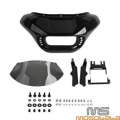 Front Fairing Set w/ LED DRL Turn Lights for Harley Softail Fat Bob 2018-2023