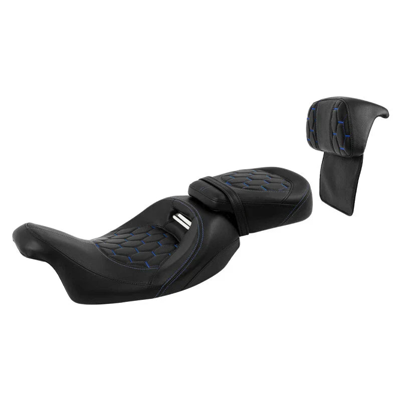 Driver Passenger Seat Backrest for Harley Street Glide (2014-2023) Blue Stitch