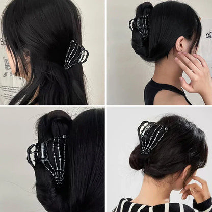 Skull Design Black Ghost Hand Hair Clips for Halloween Party Decorations