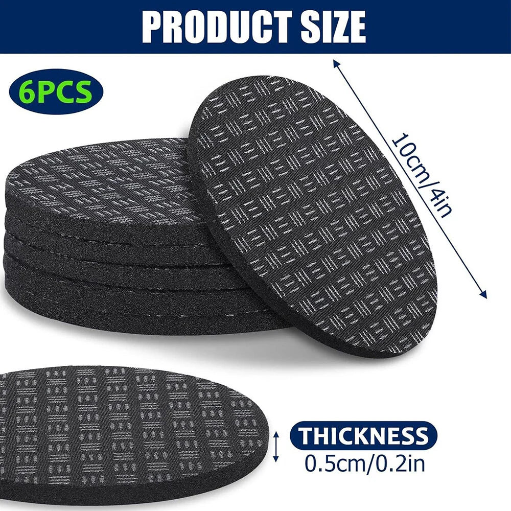 6pcs Non-Slip Mat for Treadmill & Exercise Bike - Black
