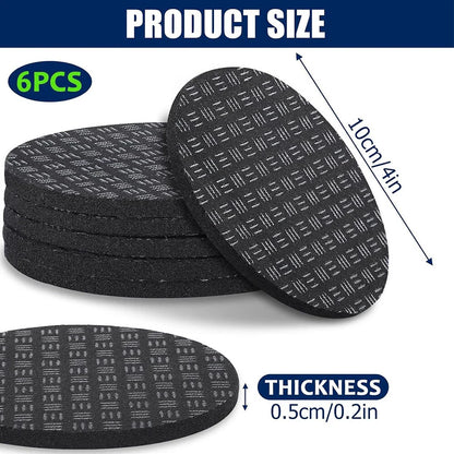 6pcs Non-Slip Mat for Treadmill & Exercise Bike - Black