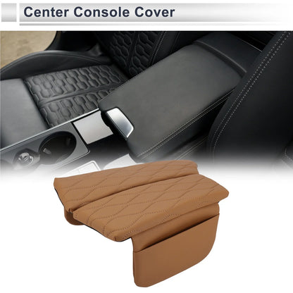 Center Console Cover with Storage Bag for BMW 5 Series (2011-2017) Light Brown