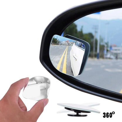 2 x Wide Angle Convex Car Blind Spot Round Stick-On Side Mirrors