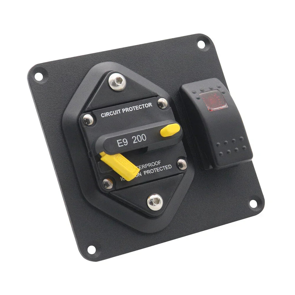 200A Circuit Breaker Panel + Red LED Rocker Switch for Car SUV