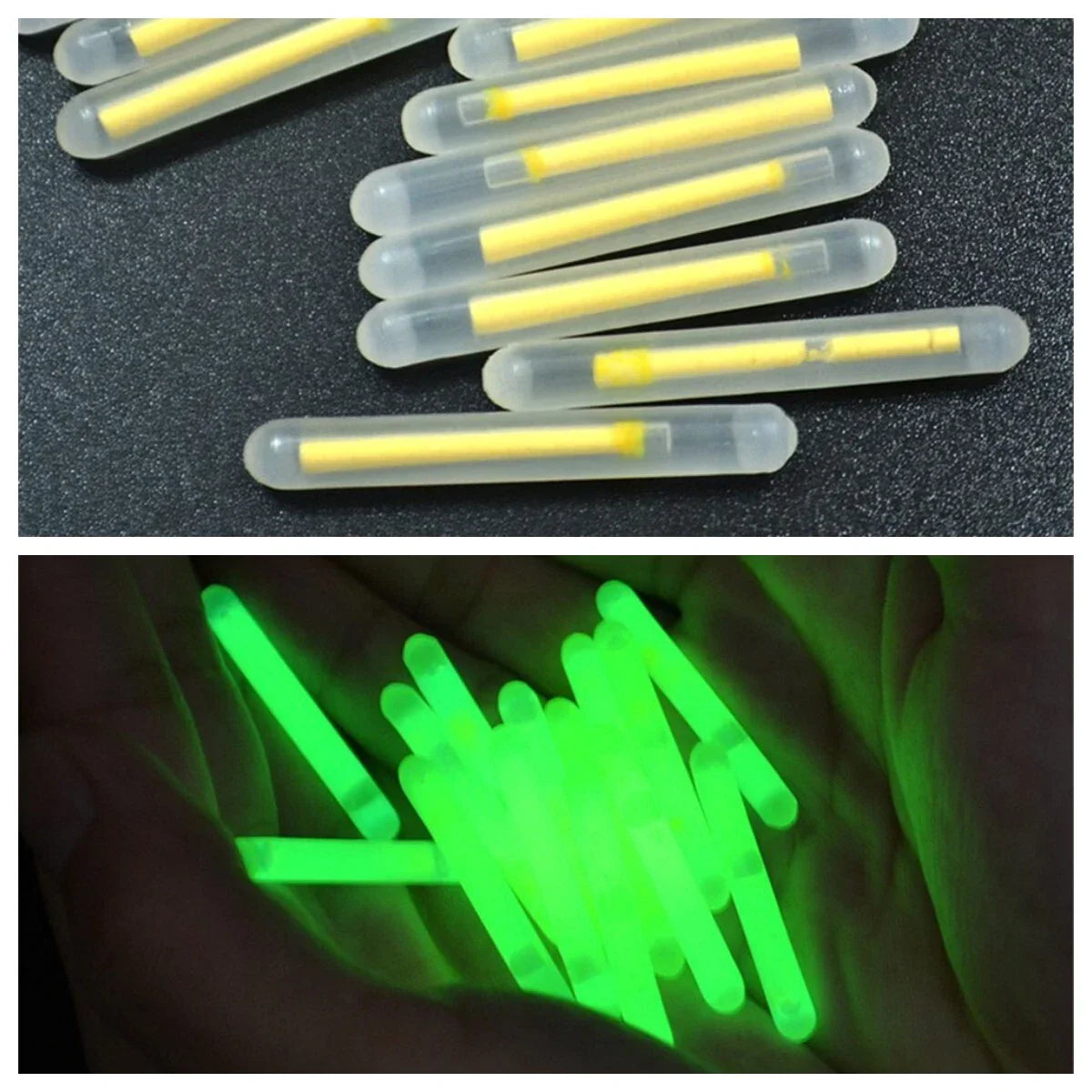 100pcs 1.5" Mini Green Glow Sticks for Night Golfing/Fishing