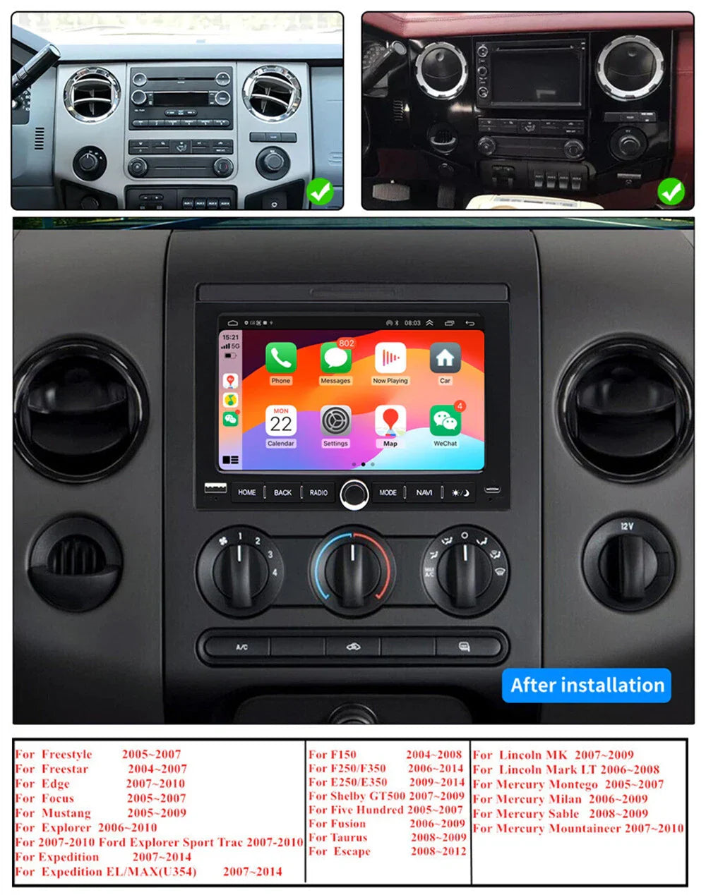 7" Android 13 Stereo Radio GPS Navigation for Ford Lincoln Mercury (2015-2023)