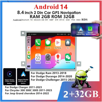 8.4" Android 14 Stereo GPS Navigation for Jeep Grand Cherokee, Chrysler 300