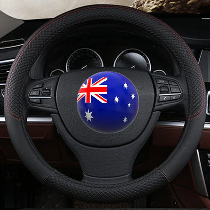 1x PU Leather 15" Steering Wheel Cover for Car - Breathable Anti-slip (AU)