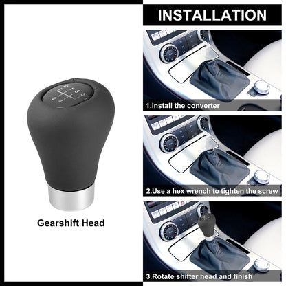 5-Speed Gear Shift Knob for BMW 1/3/5/6 Series - Black/Silver Tone