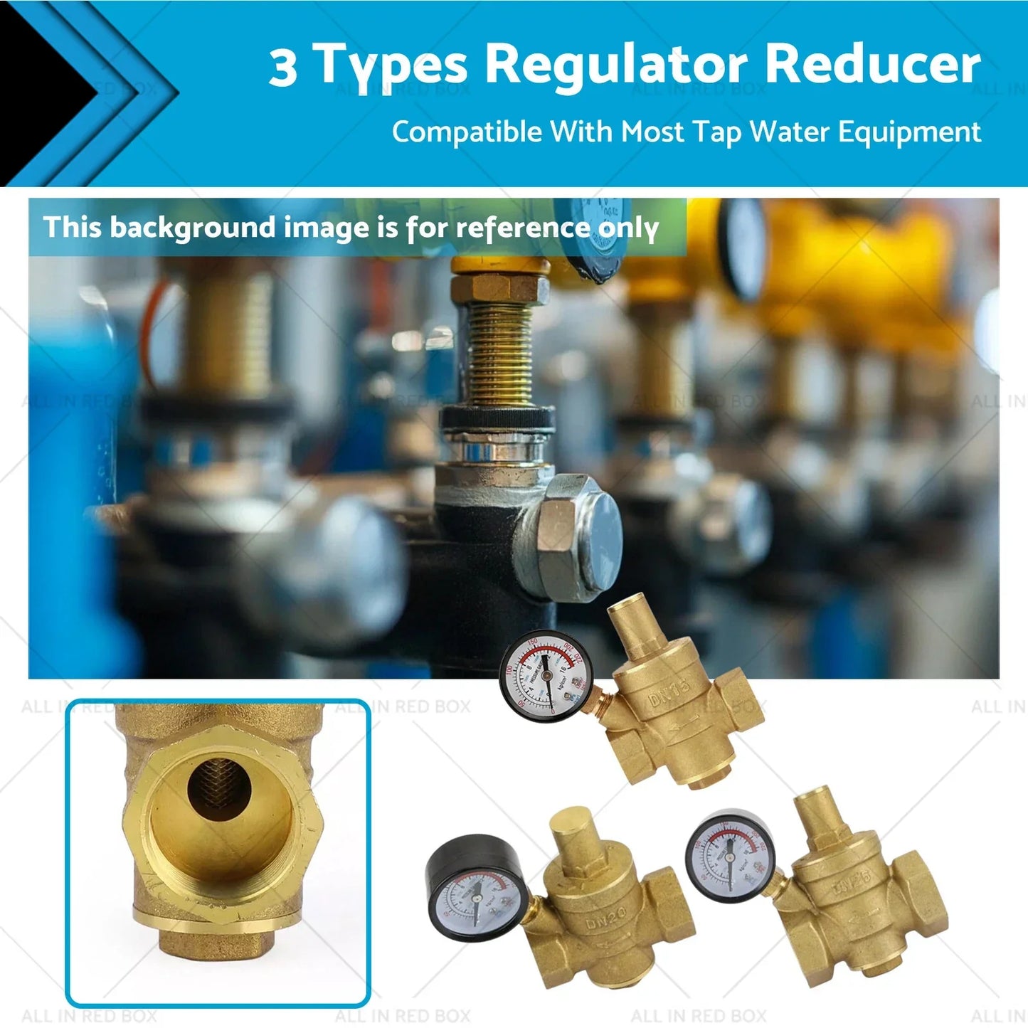 Brass Adjustable Water Pressure Reducing Valve with Gauge for DN15/20/25