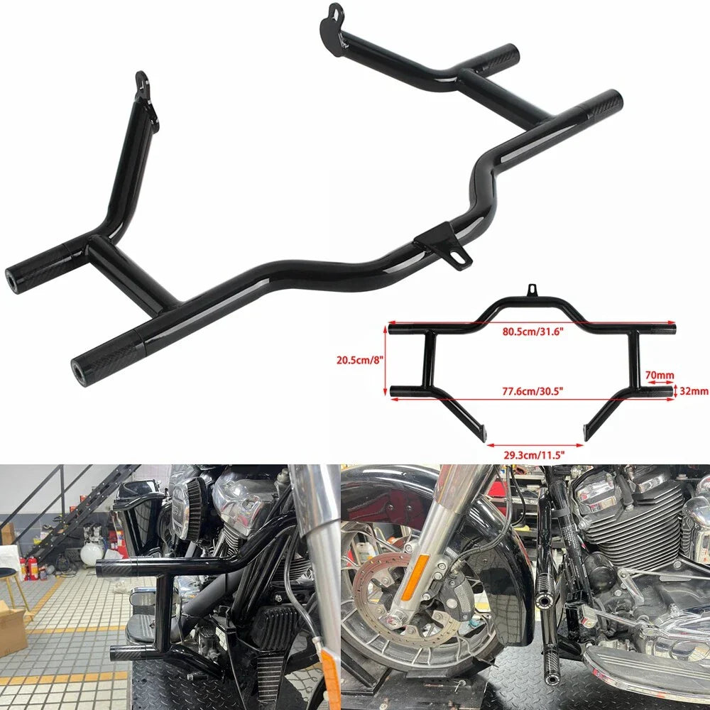 Black Crash Bar & Frame Sliders for Harley Touring Street Glide (2009-2023)