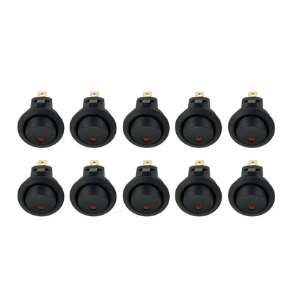 Rocker switch 10 x SPST 2-pin Red LED for Marine Boat Car RV Motorcycle