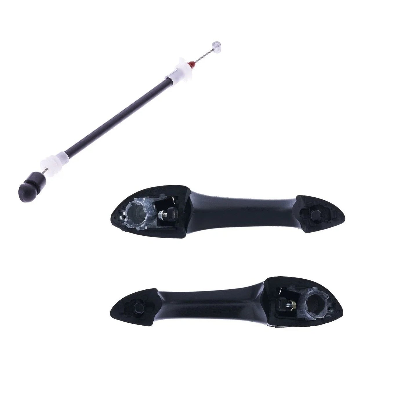 4pcs Rear LH+RH Black Outer Door Handle & Carrier Cable for BMW X5 (2000–2007)