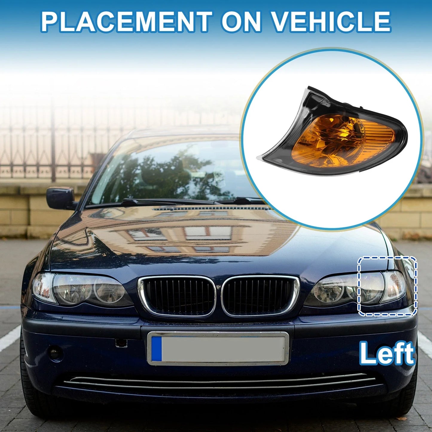 1x Left Corner Signal Light Cover for BMW 3 Series (2002 - 2005)