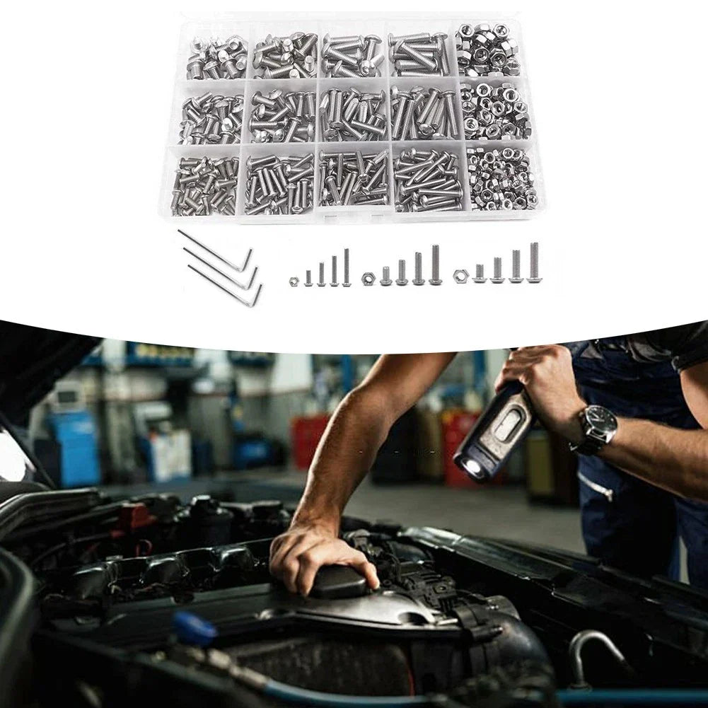 500 PCS Stainless Steel Hex Socket Bolt Nut Organizer Box