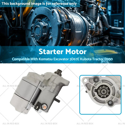 Starter Motor for Kubota D850 D950, Komatsu Excavator 3D67E