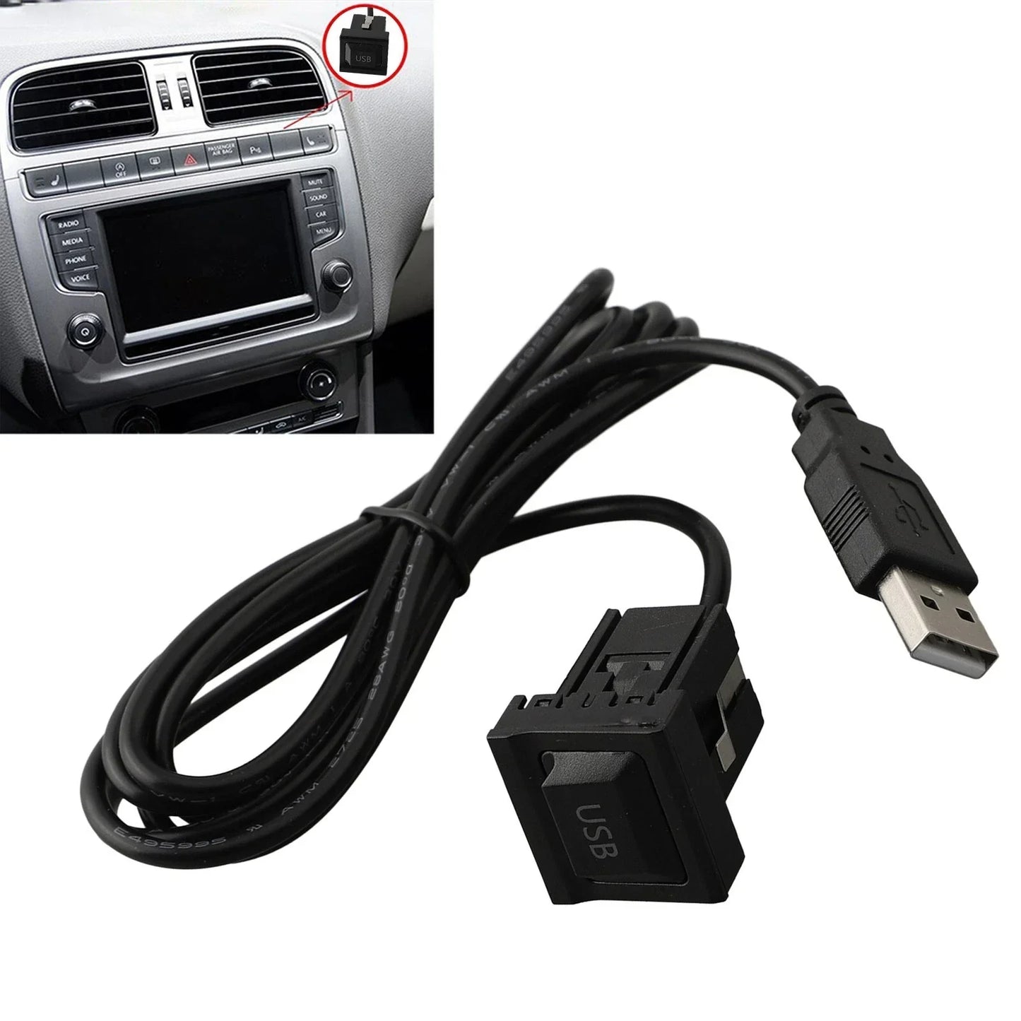 Dual USB Flush Mount Car Dash AUX & USB Port Panel for Easy Installation