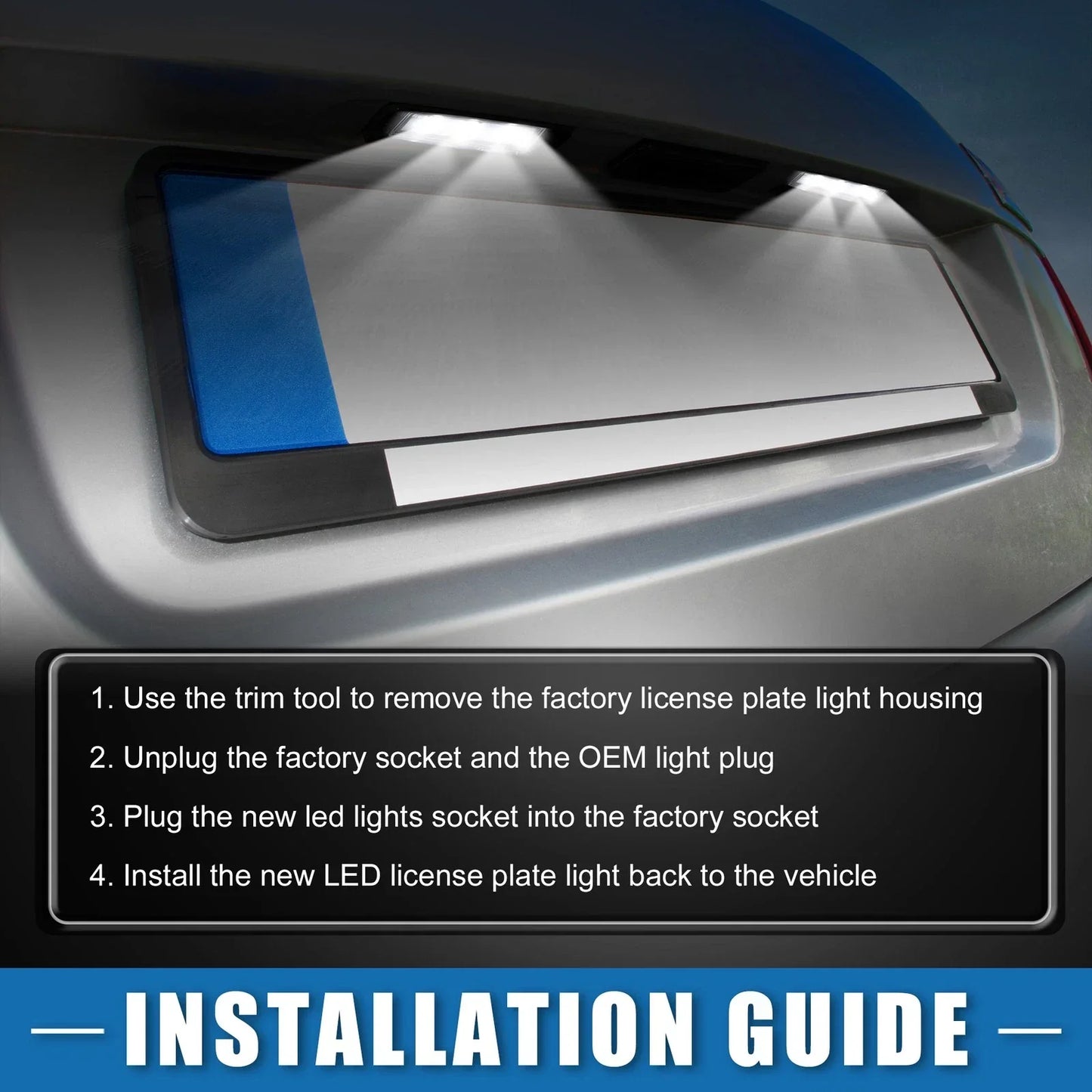 2 x White LED License Plate Lights for Hyundai Veloster (2012-2017)